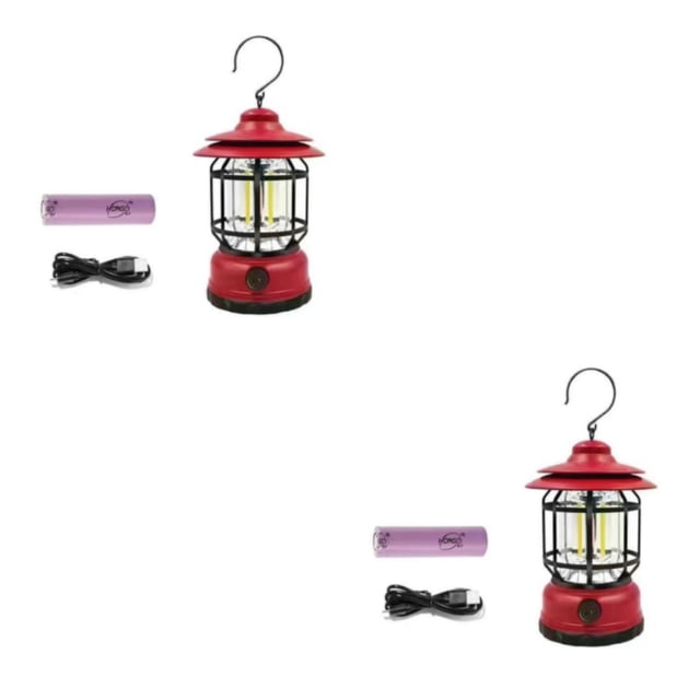 Yuarrent Estilo vintage Camping Senderismo Linterna Carpa Lámpara colgante Accesorio de luz Rojo 2Conjunto