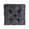 thumbnail image 4 of 20" Floor Pillow, Pouf Chenille Tufted Pillow with Scalloped Edge Design, Square Meditation Cushion Pad for Floor Seating, for Yoga, Meditation, Relaxation, Charcoal, 4 of 6