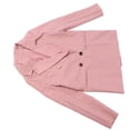 thumbnail image 4 of Chaqueta de traje de mujer con doble botonadura, moda, color puro, manga larga, abrigo informal para trabajar, rosa M, 4 of 15