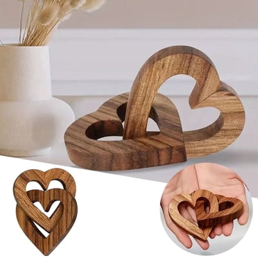 Leatfisat Handmade Wood Heart Shape Gift - Anniversary Present For Wife/Husband, Wedding Birthday Keepsake