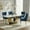white table, blue chairs with gold legs, variant on Sumdeal 5/7-piece dining and chair set features a 70-inch modern faux marble dining table with 4/6 velvet-upholstered chairs, available in gold/silver and five solid colors.