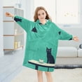 thumbnail image 5 of FORMRS Wearable Blanket Hoodie with Sleeves for Kids Cozy Flannel Sweatshirt, Green Cat, 5 of 7