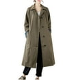 thumbnail image 2 of UPPADA Long Pea Coat for Womens Fall Winter Wool Coats Lightweight Warm Trench Coats Breasted Midi Peacoat Trench Coats with Pockets Army Green,L, 2 of 8