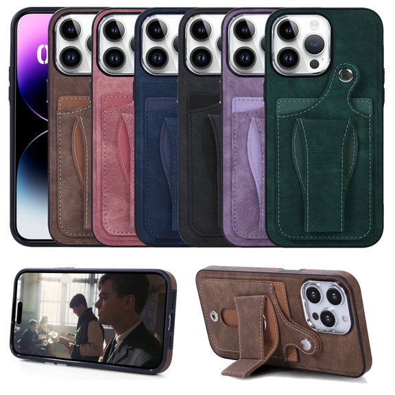 For iPhone 14 Pro Max/14/14 Pro Phone Case，Shockproof Luxury Magnetic Zipper Leather Card Slot Kickstand Case Cover,Slim Stand Cover