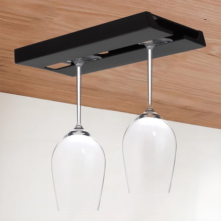 MLINS 2pcs Under Cabinets Glass Holders Wine Glass Storage Hooks Under Shelf Stemware Holder Bar Wine Glass Rack for Glassware Storage Accessories