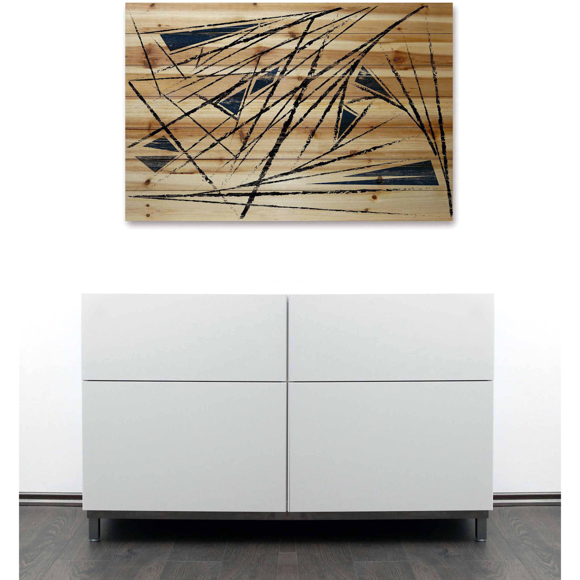 Marmont Hill - "Lines of Frustration" Painting Art Print on Natural Pine Wood
