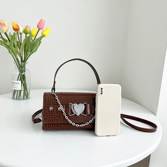 Bolsa de mano de cocodrilo para mujer, de hombro con cadena de amor, de mensajero de cuero PU Tmvgtek Para Estrenar