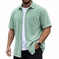 thumbnail image 2 of Vetsdori Mens Corduroy Tops Short Sleeve Big and Tall Work Button up Summer Pocket Casual Stylish Shirts for Men Collar, 2 of 7