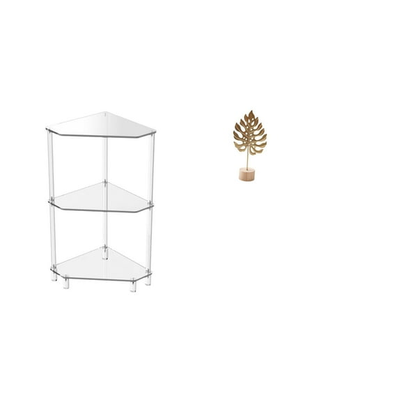 Siruishop Modern Leaf Tiered Corner Table with Metal Sculpture Inspired Shelf for Creative Home Decor in Kitchen Bathroom Living Room Spaces