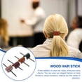 thumbnail image 3 of EeaseMX 4 horquillas de madera para el pelo, de cuero, para moño, accesorio para el cabello, 3 of 8