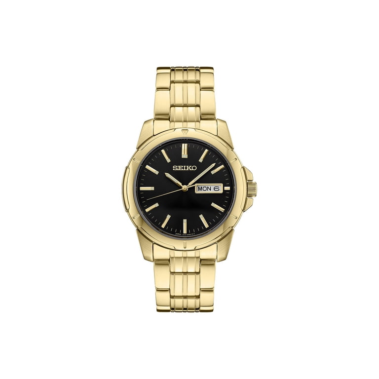SEIKO アナログクォーツ腕時計 ゴールド/ブラック Seiko Essentials Quartz Black Dial Men's Watch SUR358 - Walmart.com