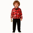 thumbnail image 4 of XEGLSBU Toddler Boy Christmas Outfit 4T Boys Party Plaid Print Dress Shirt with Bow Tie and Pants Festive Snowflake Snowman Outfit for Gatherings and Family Photos Red Size 5-6 Years, 4 of 9