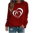 thumbnail image 2 of BVOFAR T-Shirts à Manches Longues pour Femmes, Décontractés, Mignons, avec Motif Cœur, Col Rond, Tendance, 2025, 2 of 3