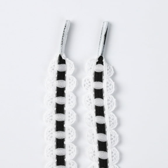 2 Pairs Lace Shoelaces for Sneakers: 1.5CM Elastic Lacy Shoe Laces for Women - 47 inch / 120CM