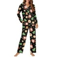 thumbnail image 4 of DISNIMO Santa Claus Printed 2 Piece Women's Pajama Sets Tree Snowflake Printed Button Down Ladies Lounge Sets with Pocket Long Sleeve Top and Long Pants Set Christmas Comfywear Nightwear, 4 of 7