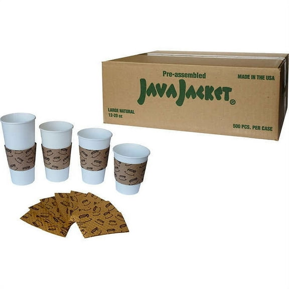 Java Jacket Paper Hot Cup Sleeve, Kraft, 500-count