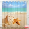 thumbnail image 3 of Beach Curtains, Tropical Ocean Hawaiian Island Sea Waves Starfish Shells Pattern Waterproof Grommet Window Drapes for Bedroom Living Room Bathroom Laundry Room Closet 2 Panels W42 x L63, 3 of 6