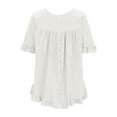 thumbnail image 6 of Htigea Women's Summer Basic Tops Trendy Casual Ruffle Short Sleeve V Neck Plain T Shirts Blouses Today Deals White,L, 6 of 6