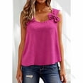 thumbnail image 4 of LWavelet Women's Bow Decor Sleeveless Tank Tops Round Neck Casual Summer Basic Tee Hot Pink L, 4 of 8