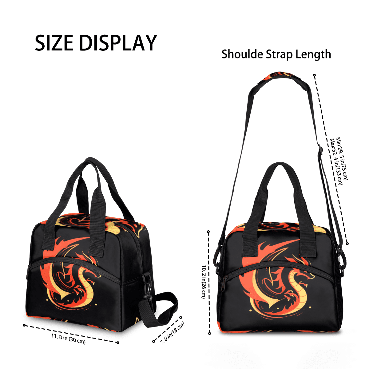 Herdesigns Dragon Insulated Lunch Bag for Women Men Adults Large Reusable Lunch Box Funny Leakproof Cooler Tote Bags with Adjustable Shoulder Strap