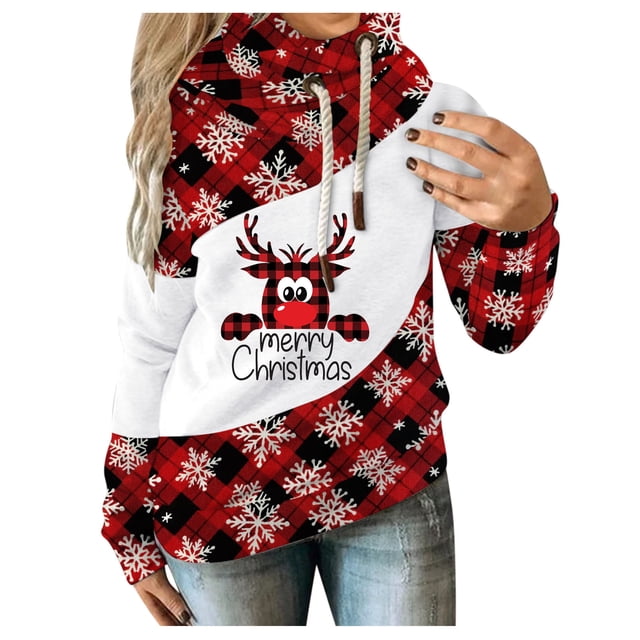 Chandail en Molleton d'Hiver pour Femmes, Cardigan à Col Rond Chaud, Mode, Mi-Longueur, Blouse Ample, Imprimé Noël