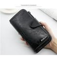 thumbnail image 4 of Women's Leather Wallet Three-fold Vintage Wallet Girl's Money Bag Vintage Oil Wax Leather Buckle Women's Long Wallet Phone Bag Multi-card Coin Purse Clutch - Mother's Day Valentine's Day Gift, 4 of 9