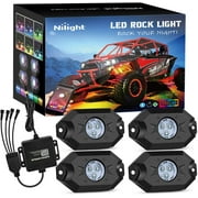 Nilight RGB LED Rock Lights Kit, 4 pods Underglow Multicolor Neon Light Pod with Bluetooth App Control Flashing Music
