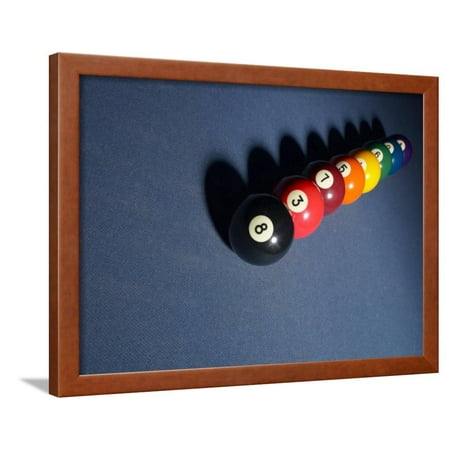 Line Of Billiard On Blue Felt Pool Table Framed Print Wall Art Line Of Billiard On Blue Felt Pool Table Framed Print Wall Art