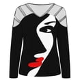 thumbnail image 5 of Women Tops Dressy Casual, Women Casual Pullover V Neck Cut Hollow Sequins Long Sleeve Loose Fit Top T Shirt Cold Shoulder Tshirts Tunic, 5 of 5