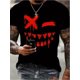thumbnail image 1 of [Camiseta gráfica "Sharp Teeth"] Camiseta gráfica de cuello redondo con estampado de rostro degradado - Camiseta deportiva informal de manga corta para hombre, 1 of 5