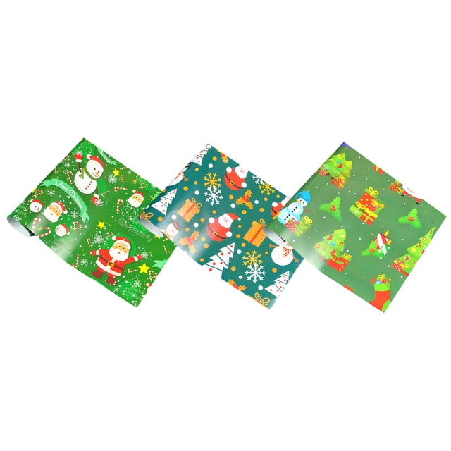 3Pcs Wrapping Paper Set 51x75cm Handmade Unique Designs for Gift and Santa