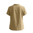 thumbnail image 5 of Admvng Women's Tops V Neck Side Slit Short Sleeve Breathable Casual Basic Button Shirts, 5 of 7