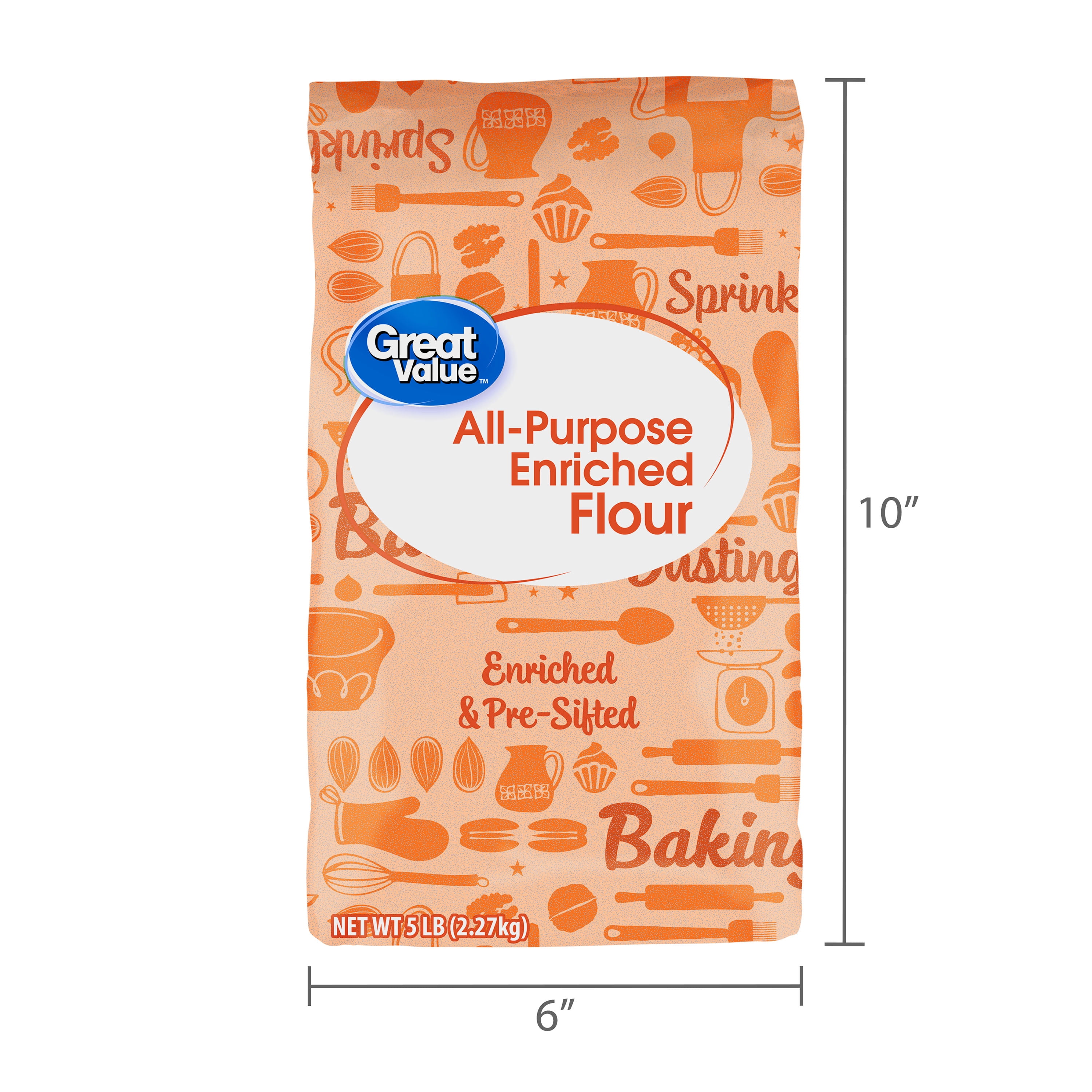 Great Value All-Purpose Unbleached Wheat Flour, 5 lb Bag