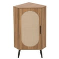 thumbnail image 4 of 39" Corner Cabinet with Rattan door, Freestanding Corner Table, Small Corner Floor Cabinet, Narrow Cabinets Organizer for Living Room, Kitchen, Bedroom, Walnut, 4 of 8