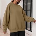 thumbnail image 6 of Garbnen Crew Neck Sweatshirt for Women Fleece Lined Long Sleeve Shirt for Women Casual Fall Winter Warm Oversized Fashion Pullover Shirts for Women Khaki XL, 6 of 7