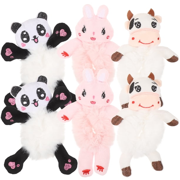 6 piezas de lindas gomas para el pelo de animales peludos, coleteros elásticos de peluche para niñas