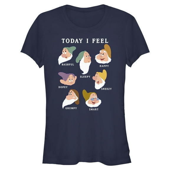 Juniors Snow White and the Seven Dwarfs Today I Feel Faces T Shirt