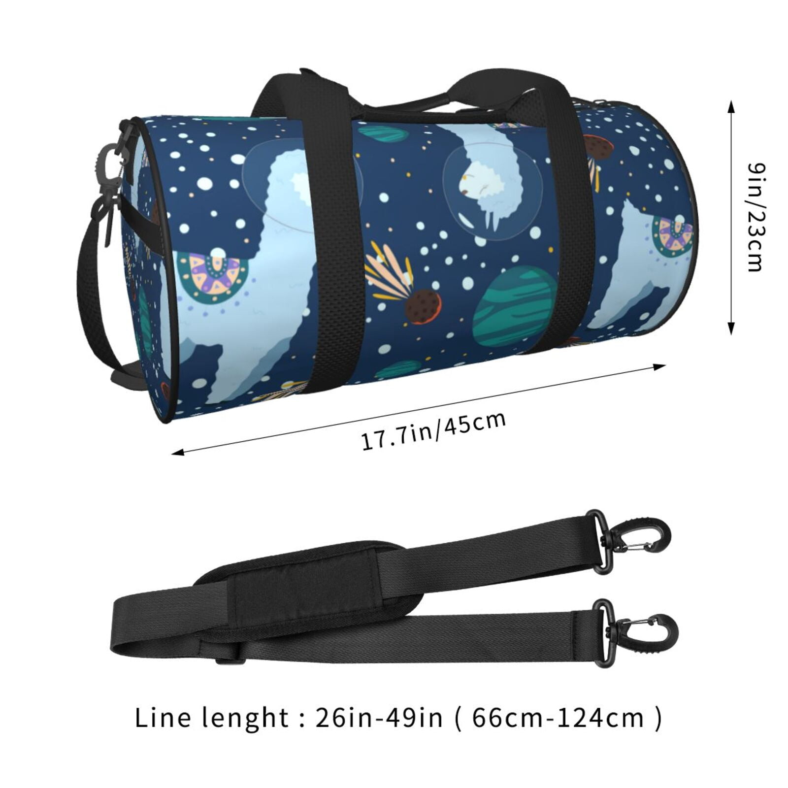Vsdgher Alpaca Astronaut in Space 45L Foldable Duffel Bag, Sports Gym Bag,Overnight Bag, Portable Weekender Bag for Airplanes