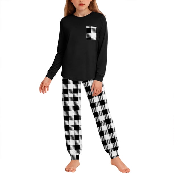 Conjuntos de blusa y camisa de manga larga con cuello redondo para niños y niñas de 5 a 14 años. Conjunto de top y pantalón con mangas estampadas.