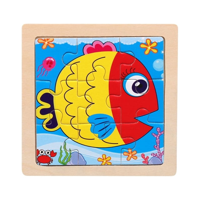 Wooden Kids 16 Piece Jigsaw Toys Education And Learning Puzzles Toys