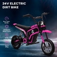 thumbnail image 4 of Aosom Electric Dirt Bike with Twist Grip Throttle, 24V 350W Off-Road Electric Motorcycle, Up to 15 MPH with Brake, Music Horn, Rear Suspension for Ages 13+ Years, Pink, 4 of 5