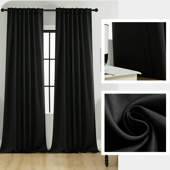 Taicans 2-pack Blackout Energy Efficient Grommet Single Curtain Panel,Floor to Ceiling Curtains，Thermal Insulated Room Darkening Drapes for Home Family Decorations 39"x51" Black