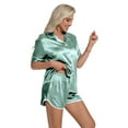 thumbnail image 6 of DAKIMOE Womens Silk Satin Pajamas Short Sleeve Loungewear Two-Piece Sleepwear Button-Down Pj Set, 6 of 6