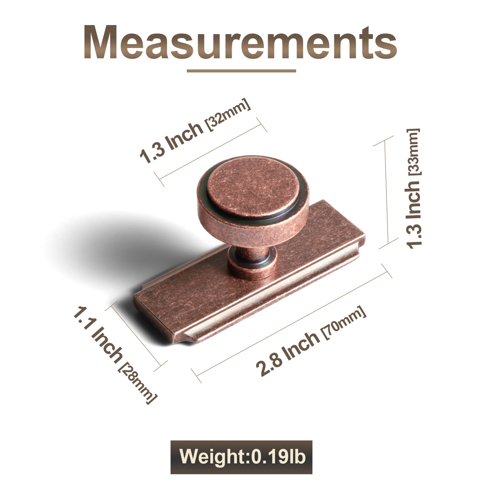 Goo-Ki Antique Copper Cabinet Drawer Knobs with Backplate, Zinc Alloy Kitchen Hardware,Modern Single Hole Bar Pull Handles for Cupboard Wardrobe,6 Pack (2503-G020)