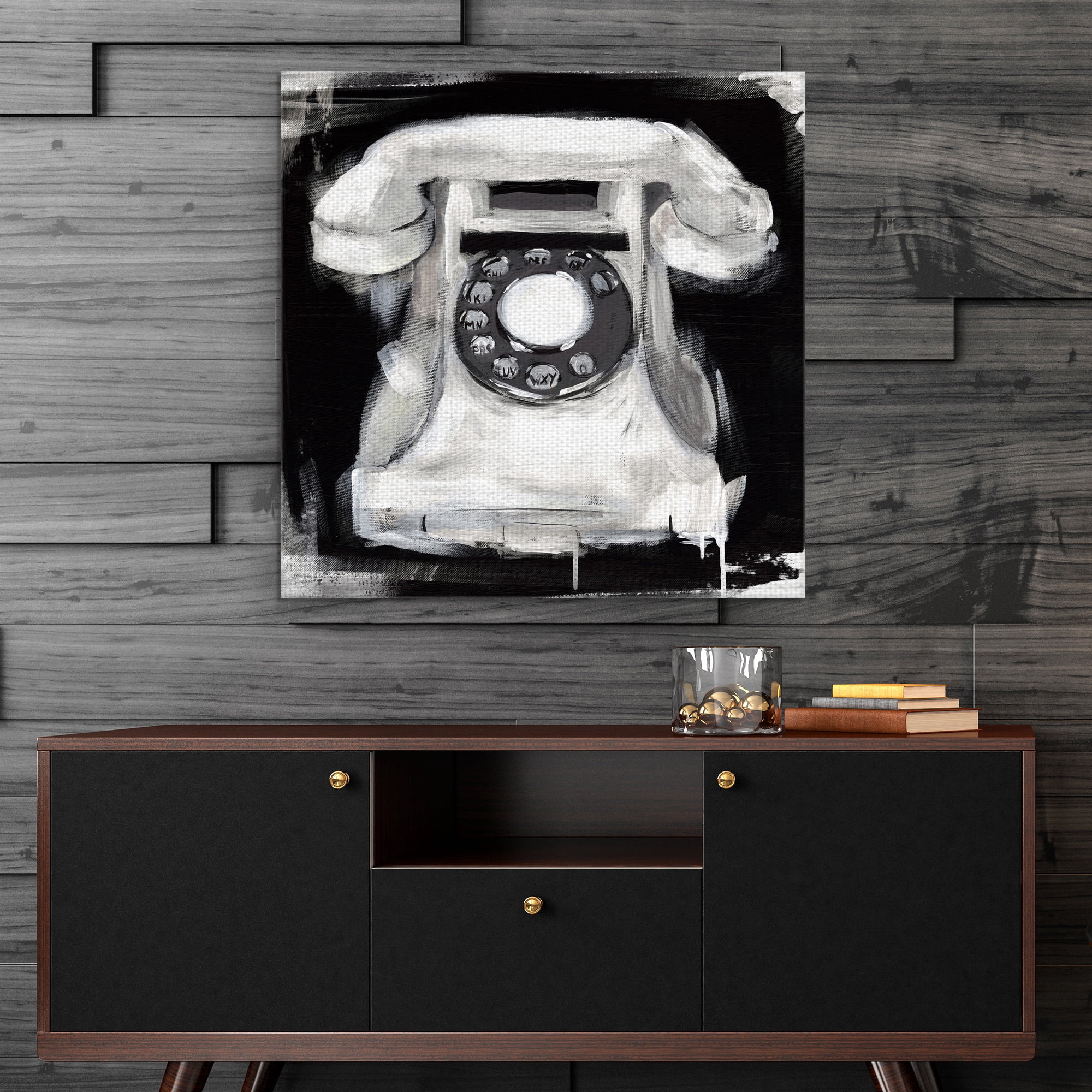 Masterpiece Art Gallery Vinage Phone by Belle Maison Canvas Art Print 35" x 35"