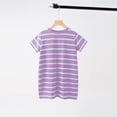 thumbnail image 4 of CHEEREAM Girl's Short Sleeve Crew Neck Basic Summer Mini Dresses Striped Casual Straight Hem T Shirt Dress Purple 11 Years, 4 of 7
