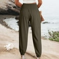 thumbnail image 7 of Casual Petite Leg Pants for Women Summer Casual Cropped Pant High Waist Loose Trouser with Pockets, 7 of 7