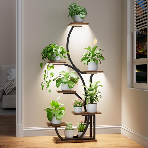 Soporte para plantas de interior con luces de cultivo BACEKOLL en forma de S de 57 cm
