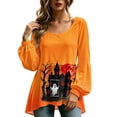 thumbnail image 2 of Sheghy Halloween Costumes for Women Dressy Tops for Women Crew Neck A-Line Button Front for Summer Orange M, 2 of 7