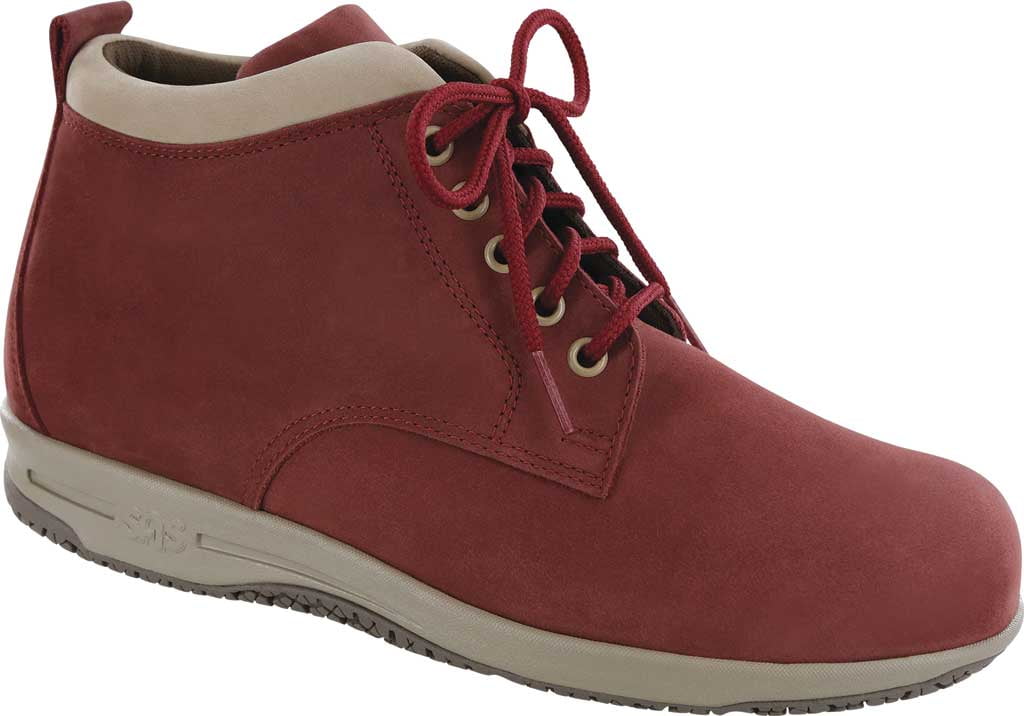 Women's SAS Gretchen Ankle Bootie Red/Taupe Water Resistant Leather 8.5